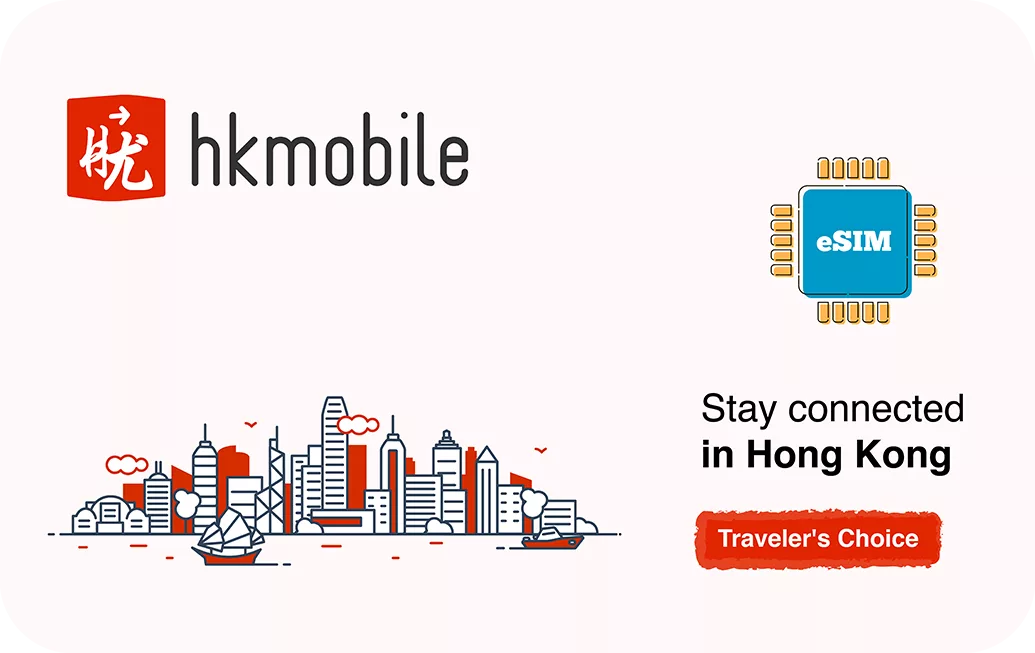 Hong Kong travel eSIM data card.